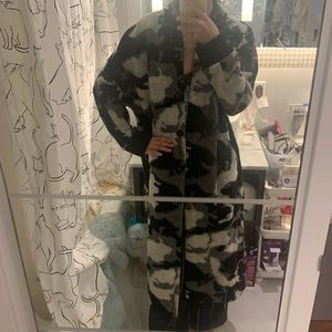 Long bomber wool jacket